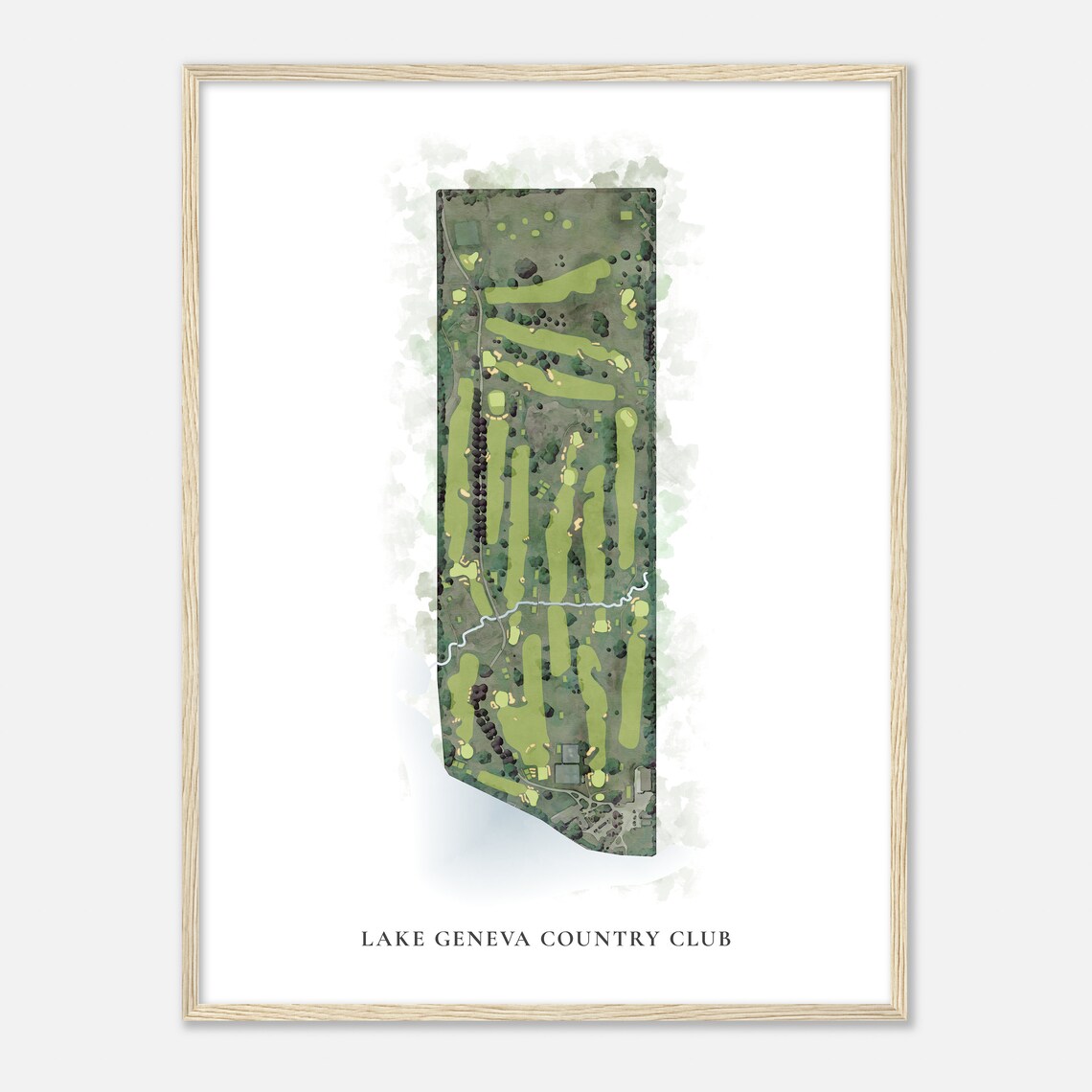 Lake Geneva Country Club Classic Watercolor Aerial Golf Map Poster - Image 2
