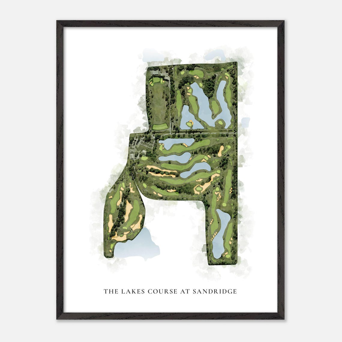 The Lakes Course At Sandridge Florida Watercolor Map Golf Poster - Image 2