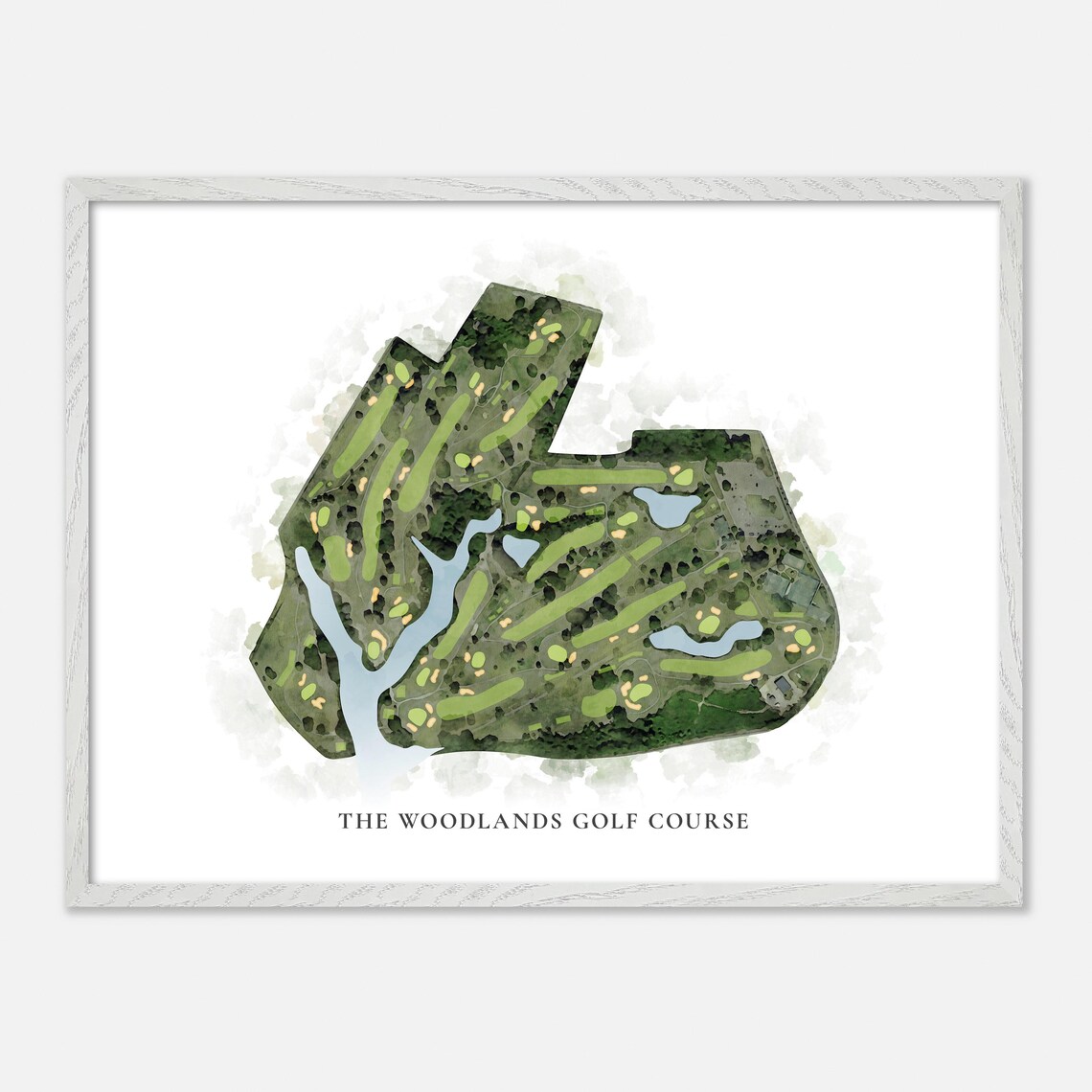 The Woodlands Golf Course Hampton Virginia Classic Watercolor Map Poster - Image 4