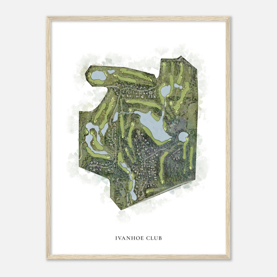 Ivanhoe Club Illinois Classic Aerial Watercolor Golf Map Poster - Image 2