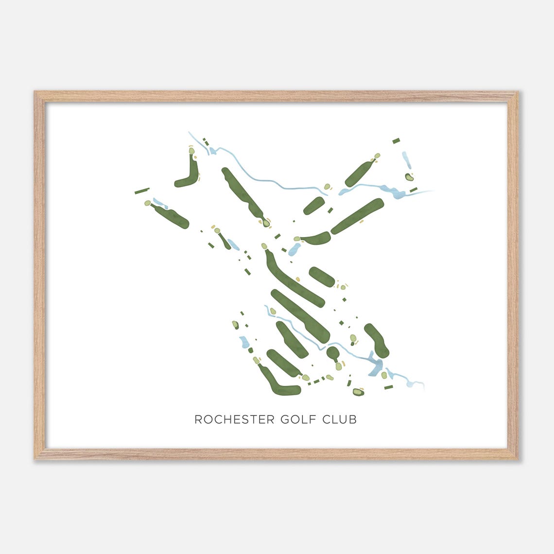 Rochester Golf Club Massachusetts Modern Watercolor Map Poster