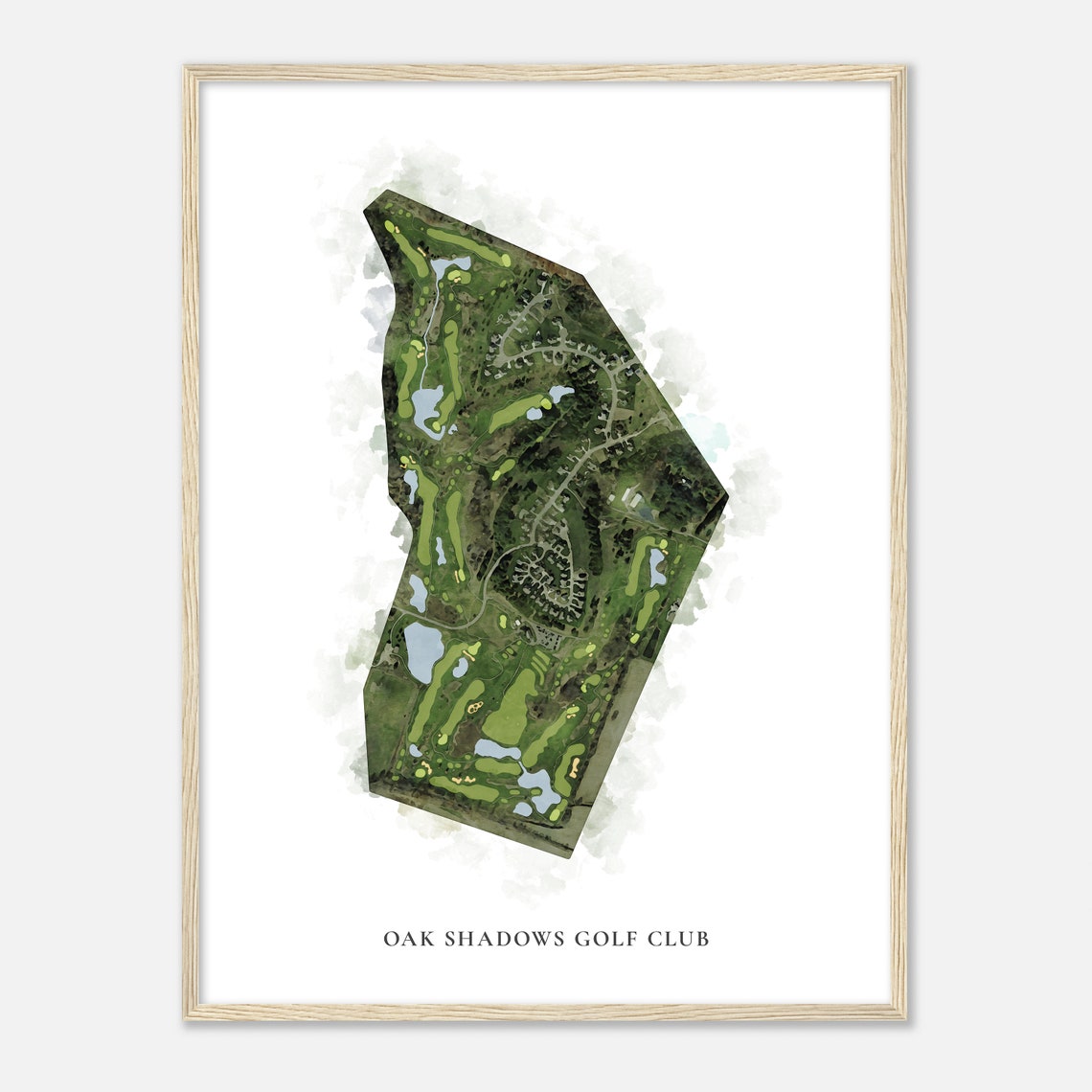 Oak Shadows Golf Club Aerial Watercolor Fairway Map Print for Golfer - Image 2