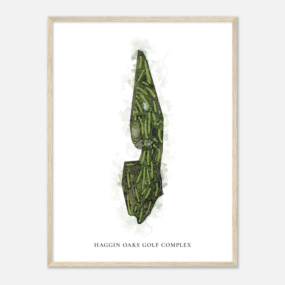Haggin Oaks Golf Complex Watercolor Course Map Golfer Gift Print