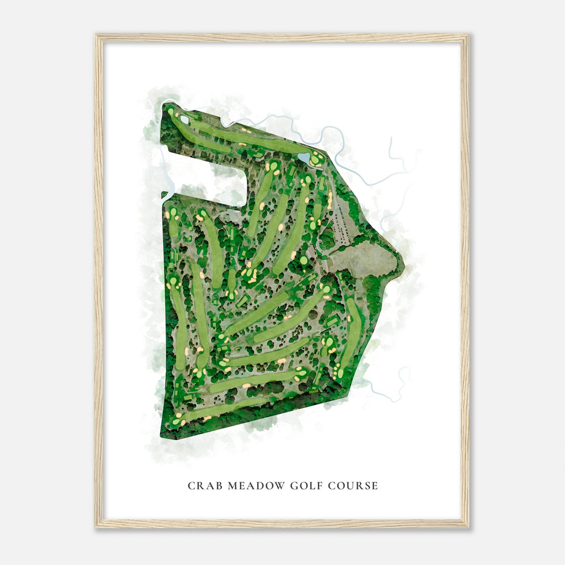 Crab Meadow Golf Course New York Classic Watercolor Map Poster - Image 2