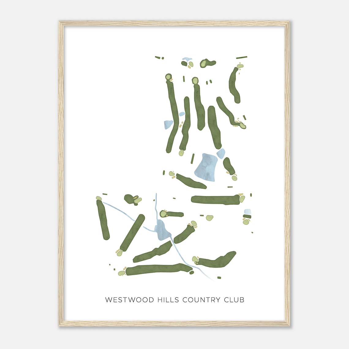 Westwood Hills Country Club Minimalist Golf Map Art Print For Golfers