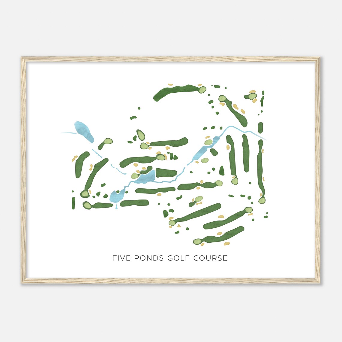 Five Ponds Golf Course Pennsylvania Modern Watercolor Map Golfer Gift Golf Wall Art Golf Poster Print Course Layout - Image 2