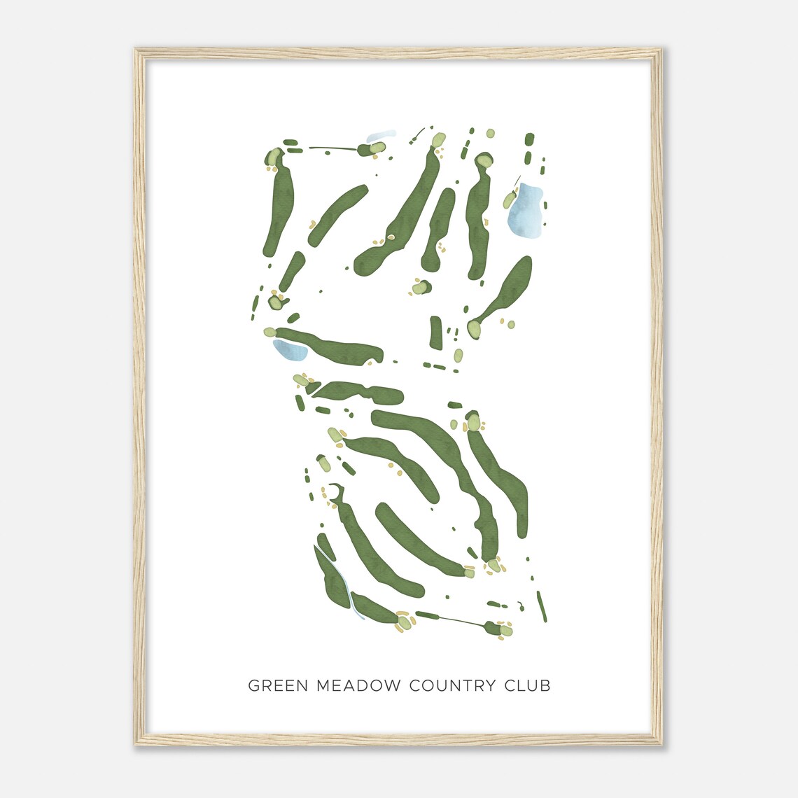 Green Meadow Country Club Tennessee Modern Watercolor Course Map Poster - Image 2