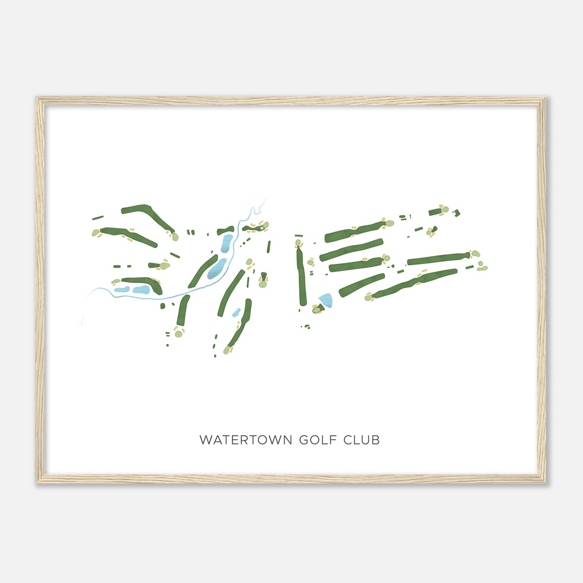 Watertown Golf Club Modern Watercolor Golf Course Map Art Poster