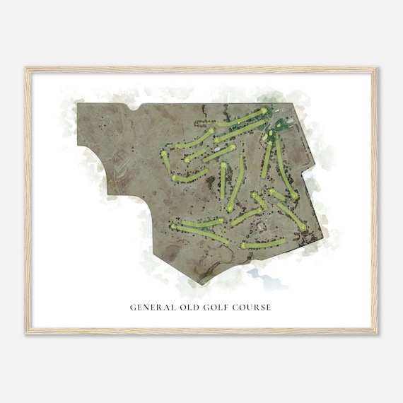 General Old Golf Course California Classic Watercolor Map Golfer Gift Golf Wall Art Golf Poster Print Course Layout
