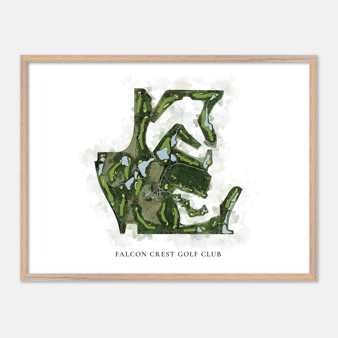 Falcon Crest Golf Club Classic Aerial Watercolor Map Art Poster