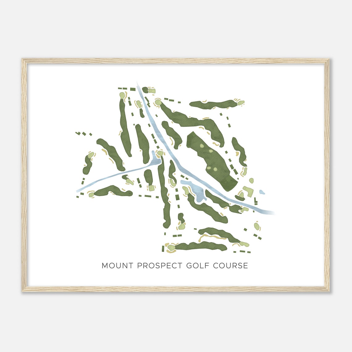 Mount Prospect Golf Course Modern Watercolor Course Map Poster