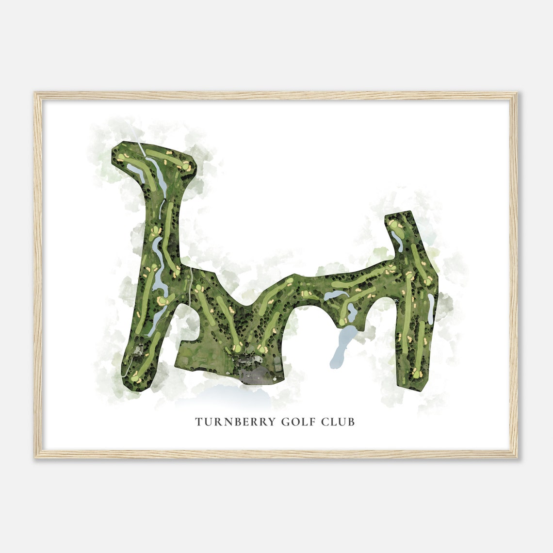 Turnberry Golf Club Watercolor Aerial Course Map Golfer Wall Art