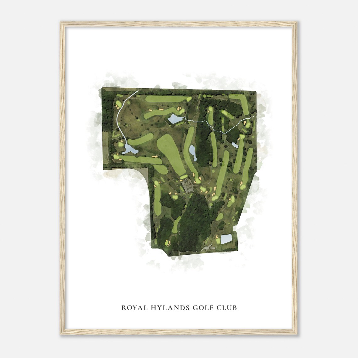 Royal Hylands Golf Club Aerial Watercolor Course Map Wall Art - Image 2