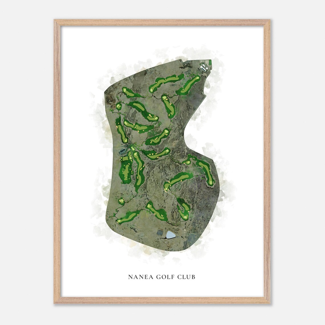 Nanea Golf Club Kailua Kona Hawaii Classic Watercolor Golf Map Poster - Image 2