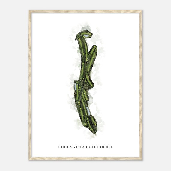 Chula Vista Golf Course California Classic Watercolor Map Golfer Gift Golf Wall Art Golf Poster Print Course Layout
