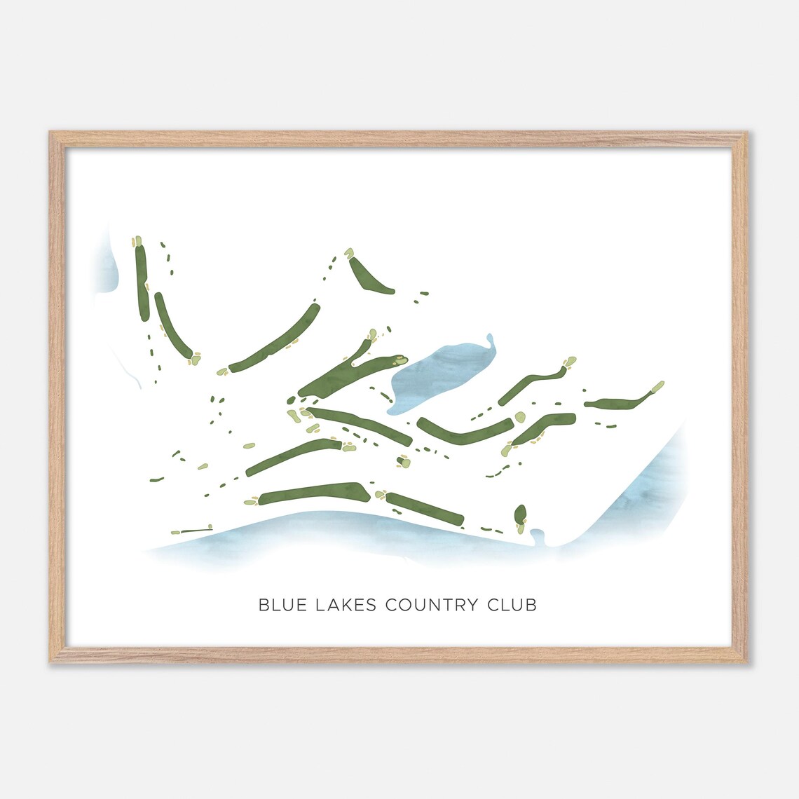 Blue Lakes Country Club Watercolor Fairway Map Lakeside Poster