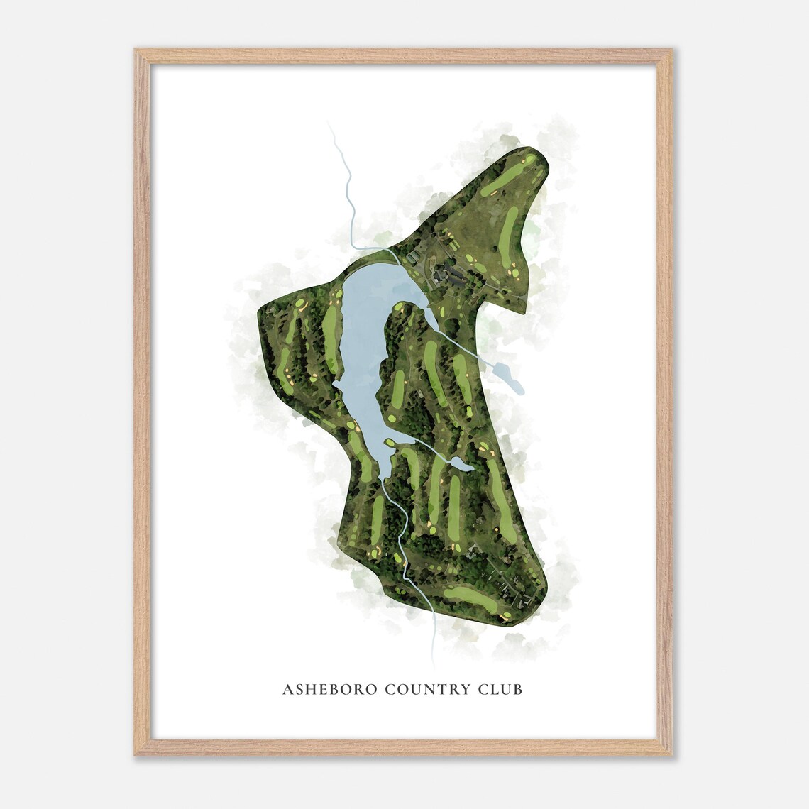 Asheboro Country Club Classic Watercolor Lakeside Map Poster - Image 6
