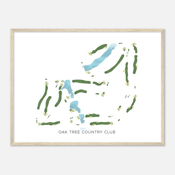 Oak Tree Country Club Pennsylvania Modern Watercolor Map Golfer Gift Golf Wall Art Golf Poster Print Course Layout