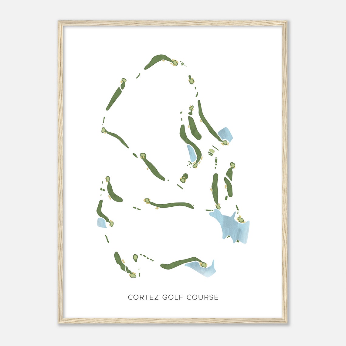 Cortez Golf Course Arkansas Modern Watercolor Course Map Poster - Image 2