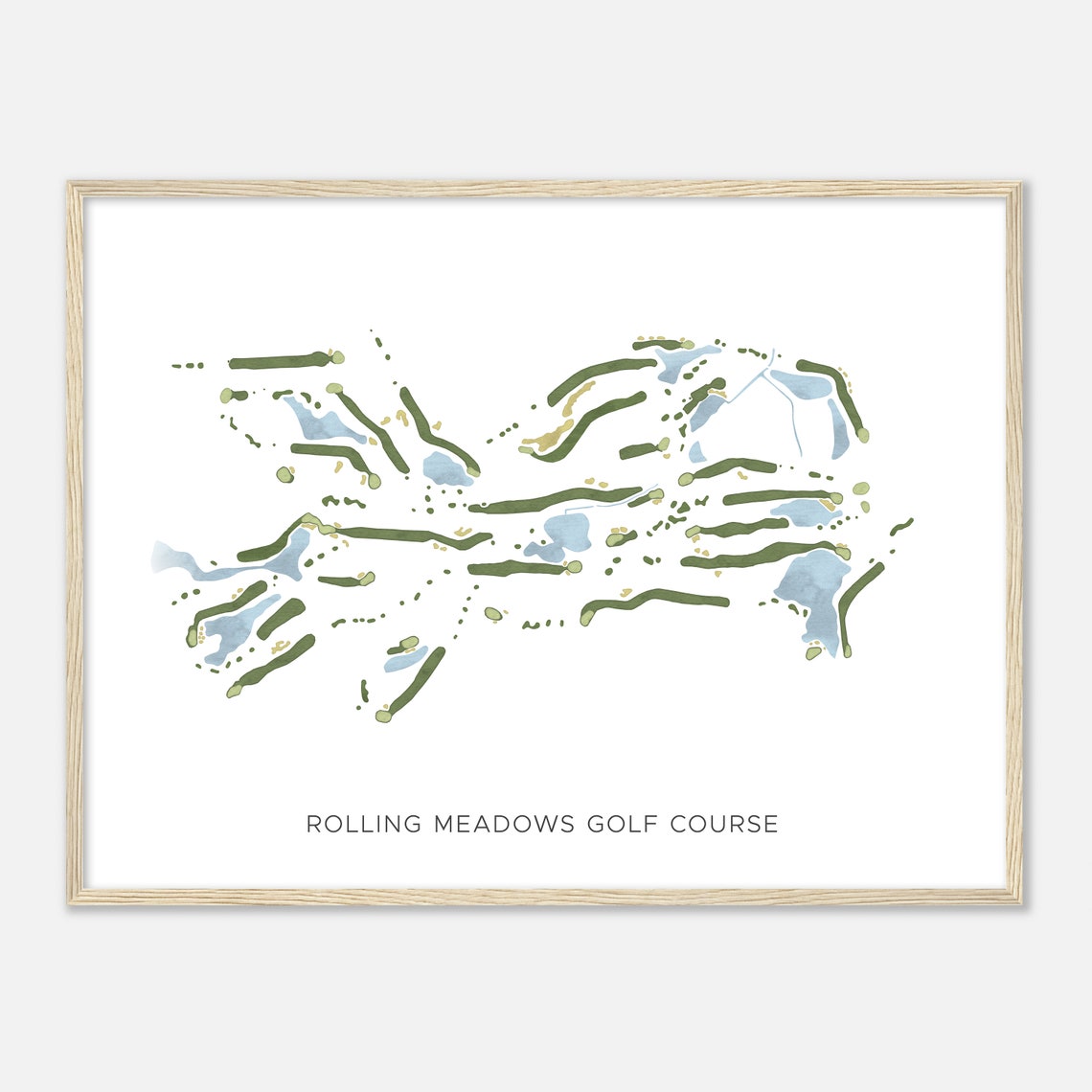 Rolling Meadows Golf Course Minimalist Watercolor Map Art Poster - Image 2