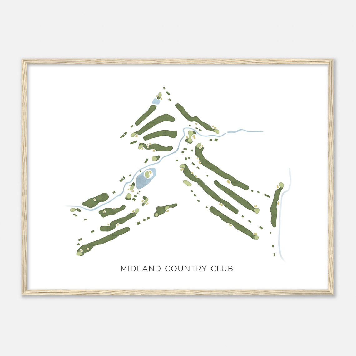 Midland Country Club Modern Minimalist Watercolor Map Poster - Image 2