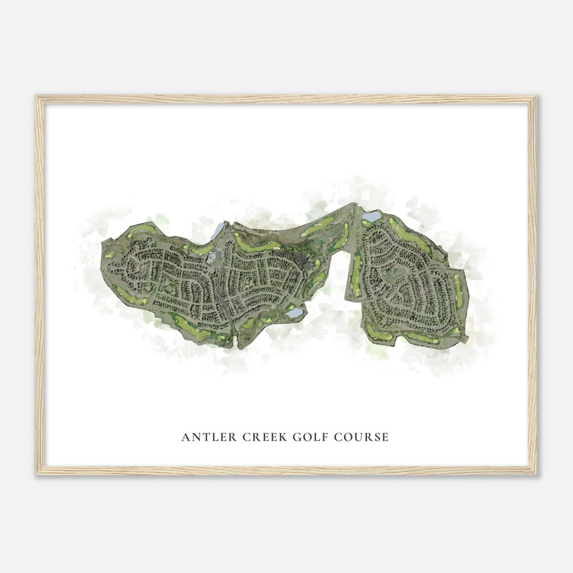 Antler Creek Golf Course Classic Watercolor Golf Course Map Poster
