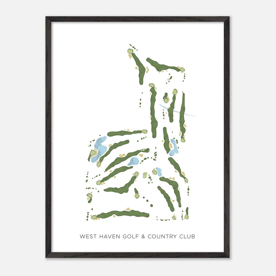 West Haven Golf and Country Club Modern Watercolor Map Poster - Image 2