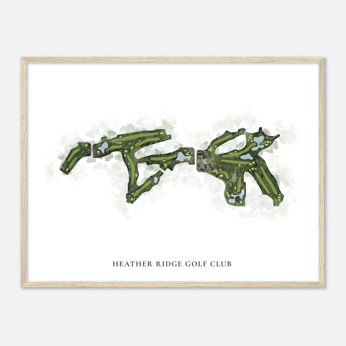 Heather Ridge Golf Club Classic Detailed Watercolor Map Print