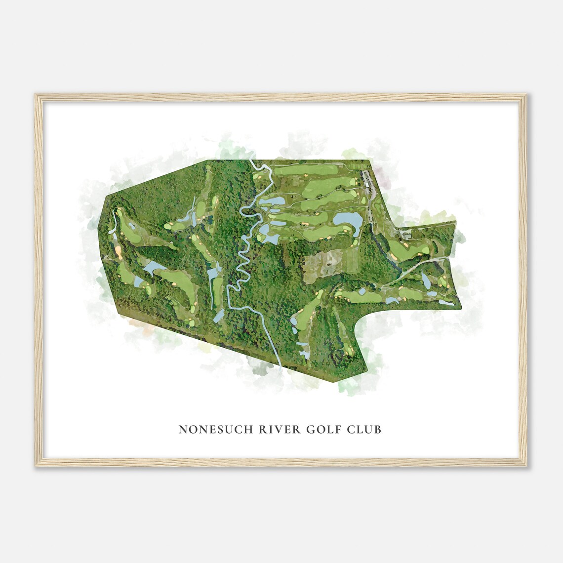 Nonesuch River Golf Club Maine Watercolor Map Print