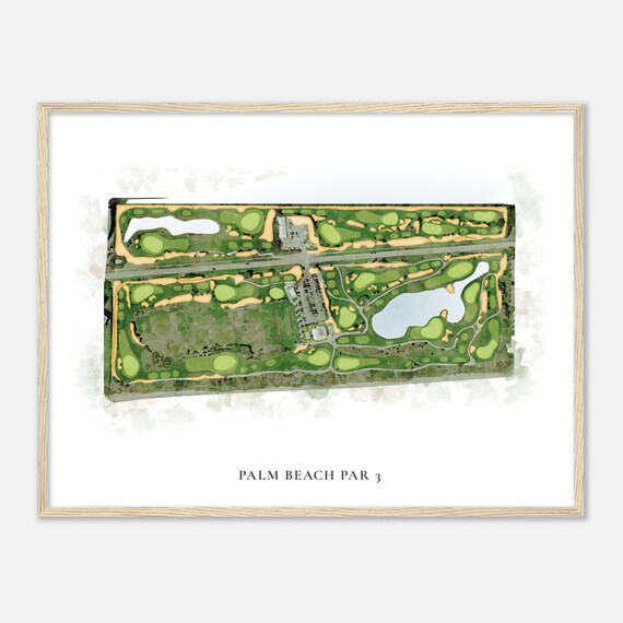 Palm Beach Par 3 Florida Classic Watercolor Golf Course Map Poster