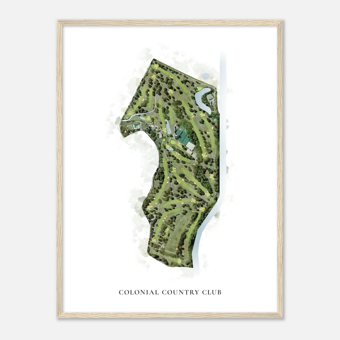 Colonial Country Club Texas Classic Watercolor Golf Map Poster - Image 2