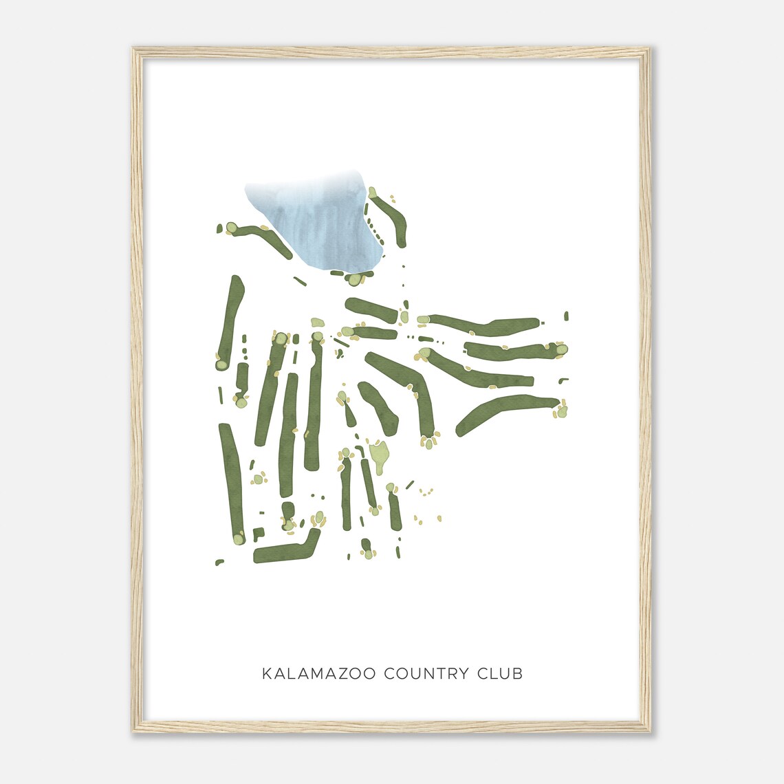 Kalamazoo Country Club Modern Watercolor Golf Course Map Poster