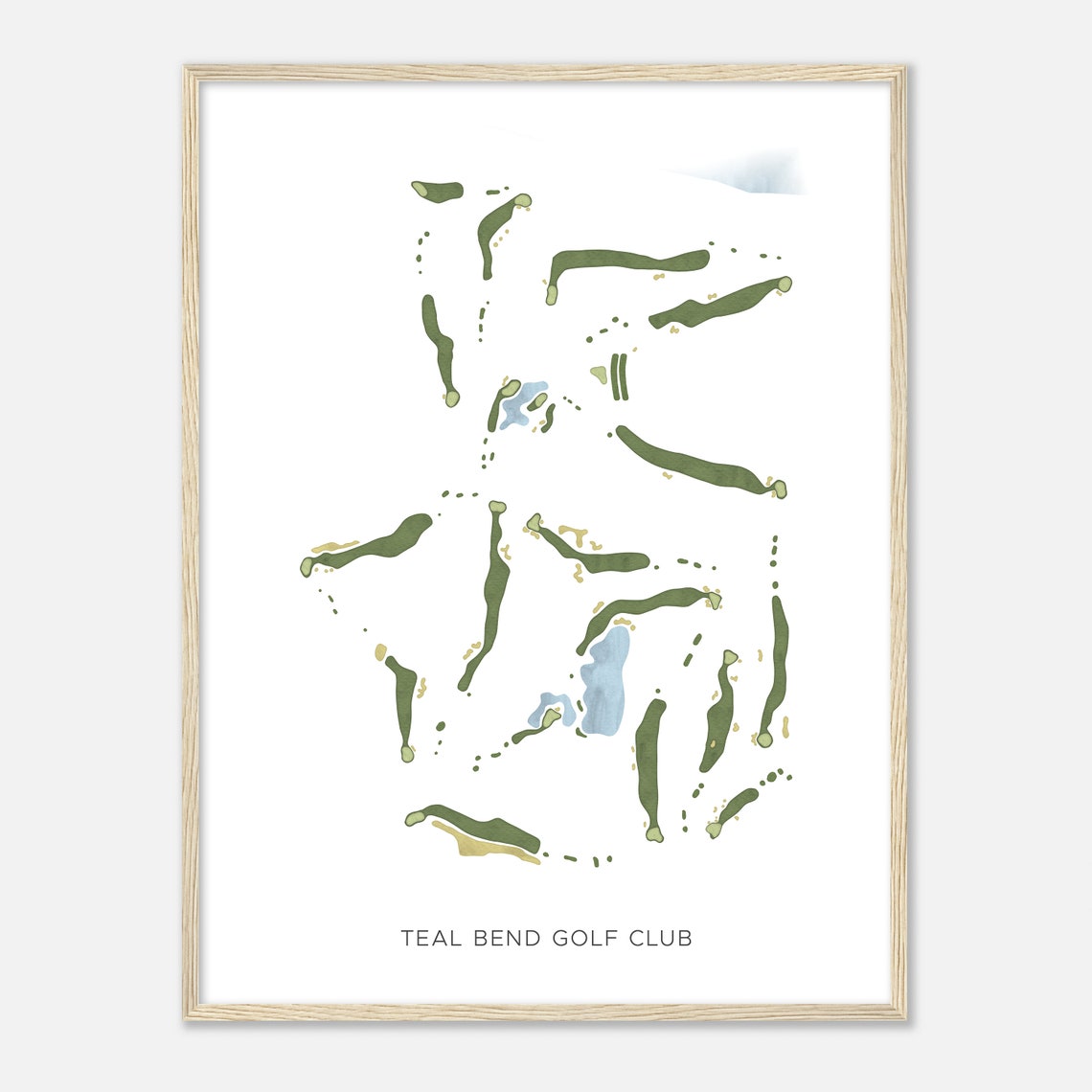 Teal Bend Golf Club California Modern Minimalist Course Map Poster - Image 2