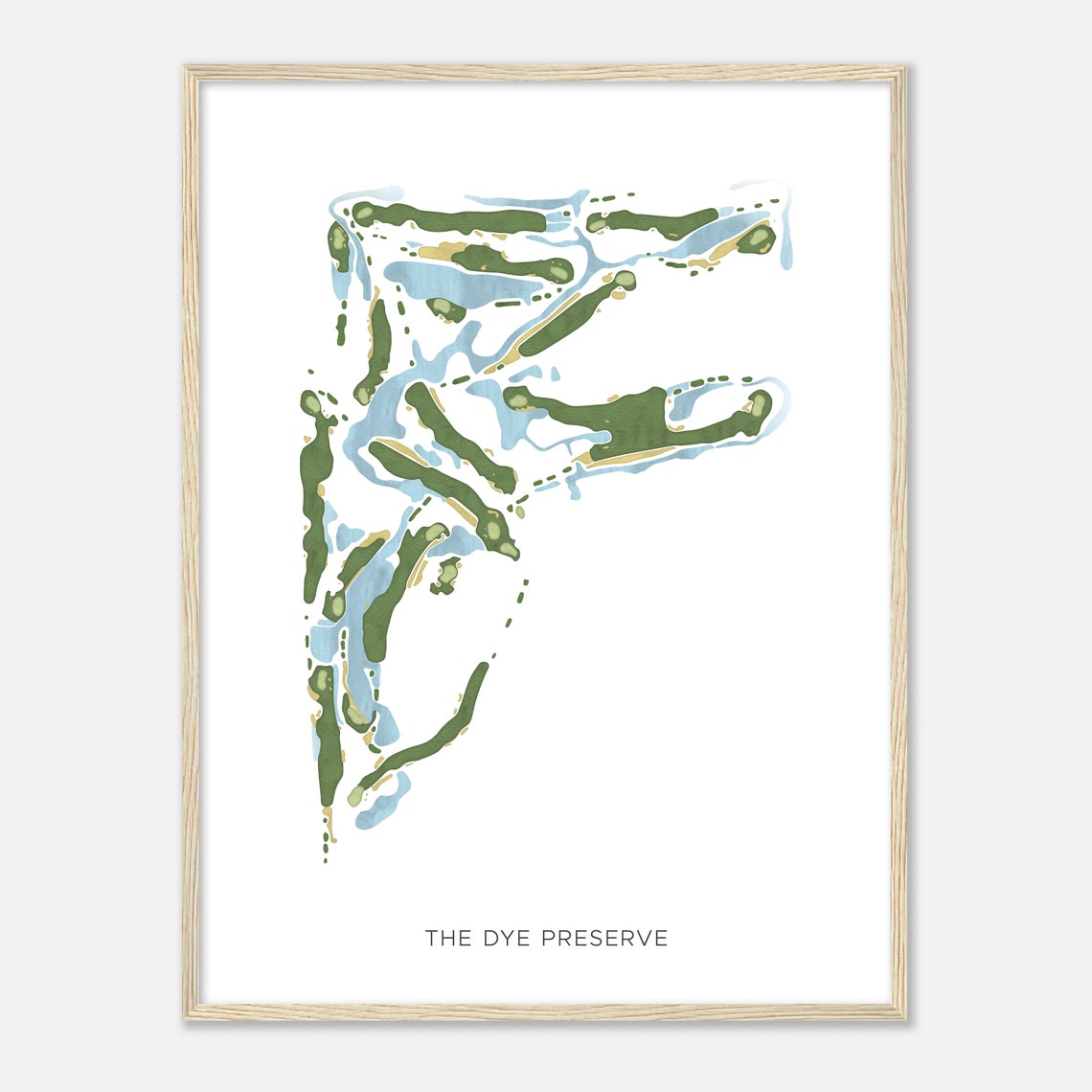 The Dye Preserve Florida Modern Watercolor Course Map Poster - Image 2
