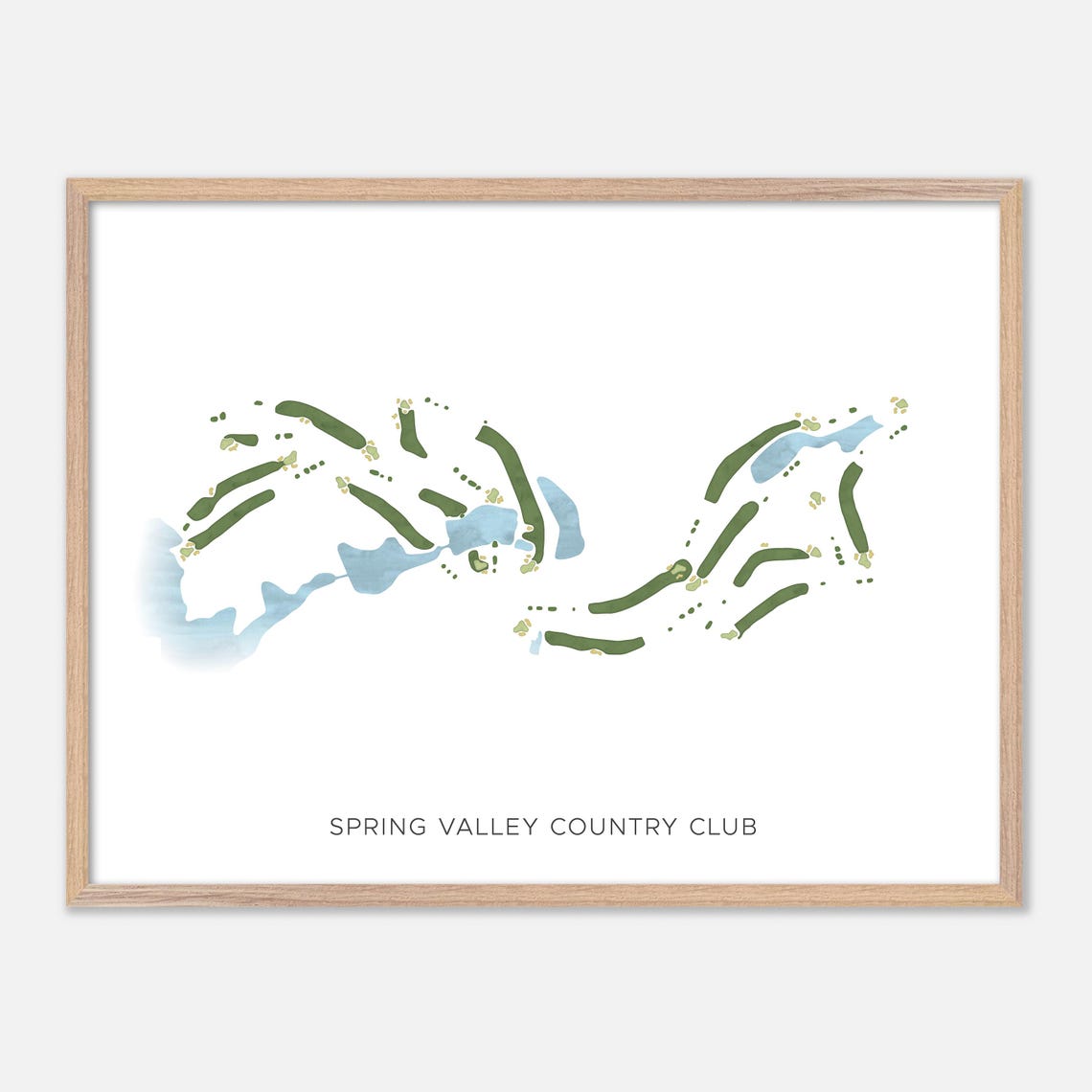 Spring Valley Country Club Golf Course Watercolor Map Art Poster