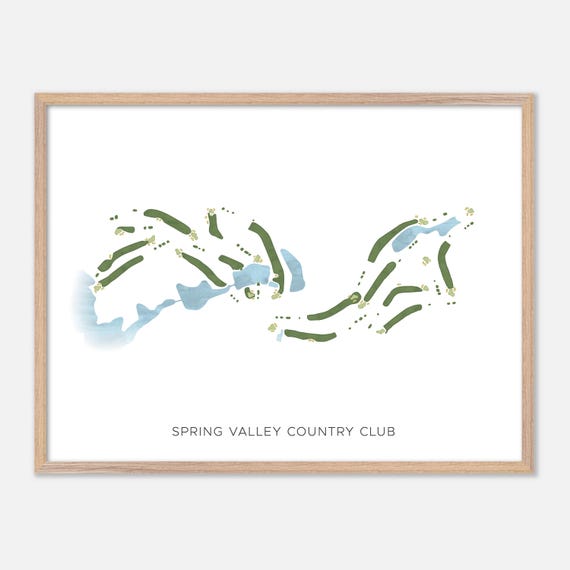 Spring Valley Country Club In Columbia South Carolina Modern Watercolor Map Golfer Gift Golf Wall Art Golf Poster Print