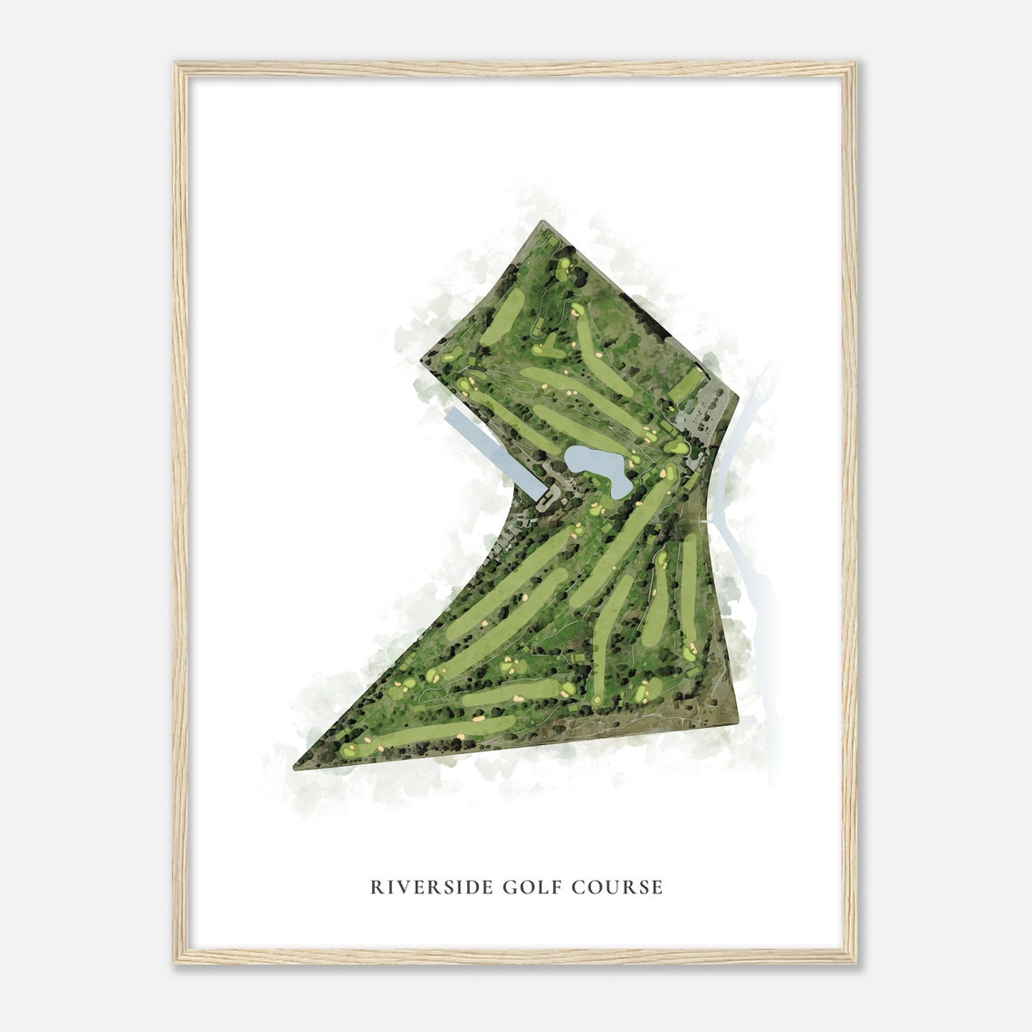 Riverside Golf Course Classic Watercolor Aerial Map Golfer Gift Poster - Image 2