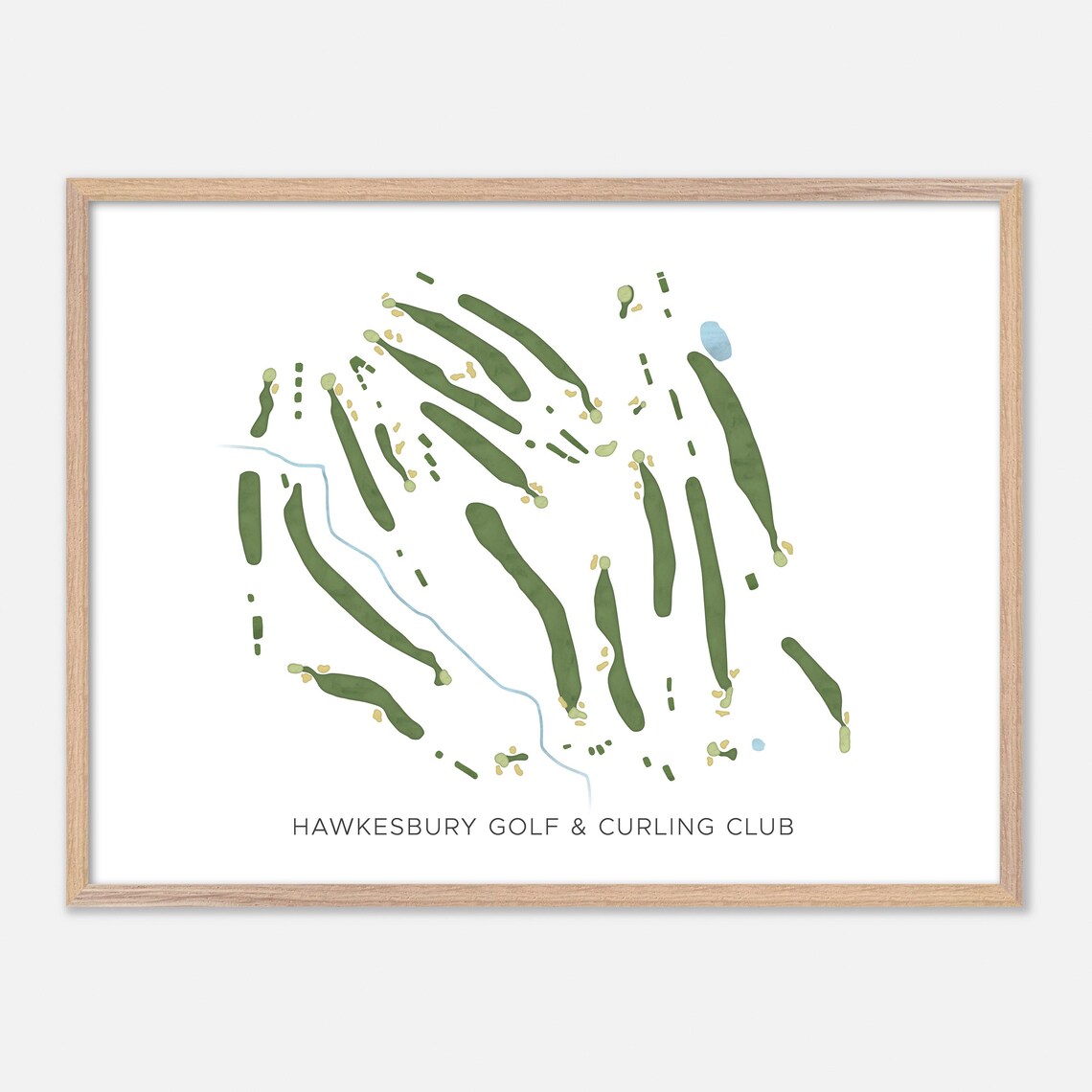 Hawkesbury Golf Curling Club Canada Modern Watercolor Map Poster