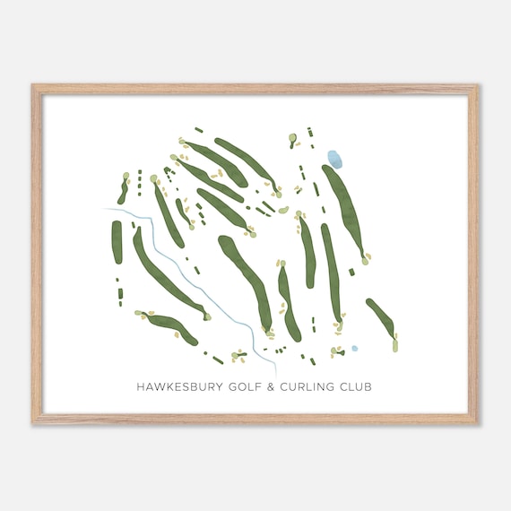 Hawkesbury Golf Curling Club Canada Modern Watercolor Map Poster