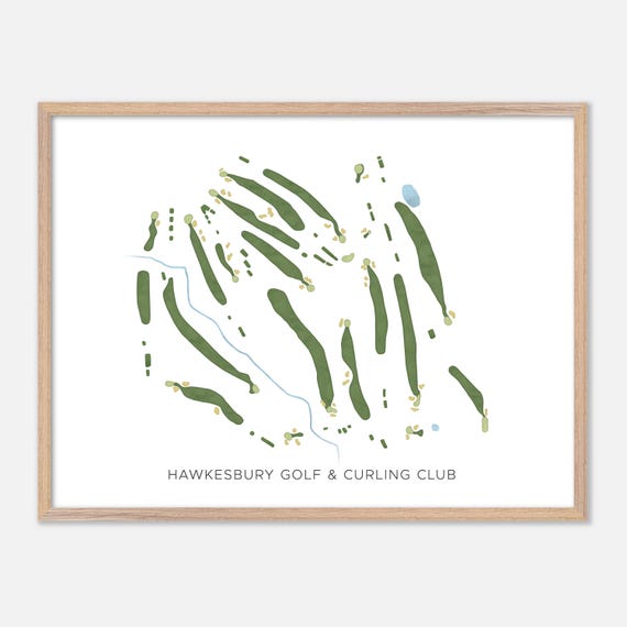 Hawkesbury Golf Curling Club In Canada Modern Watercolor Map Golfer Gift Golf Wall Art Golf Poster Print Course Layout