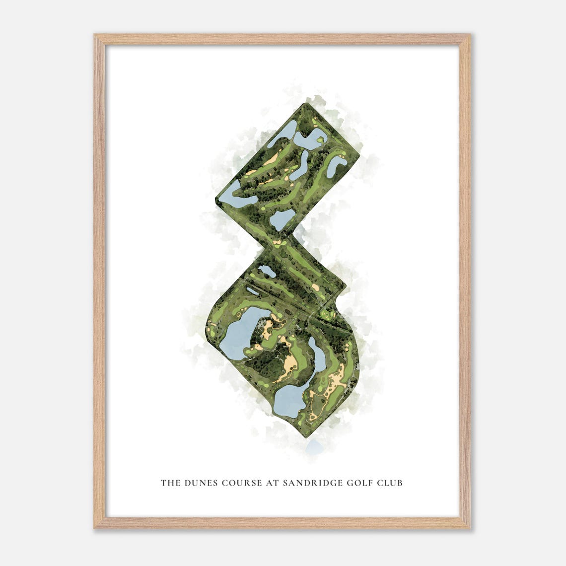 The Dunes Course Sandridge Golf Club Watercolor Map Art Poster - Image 6