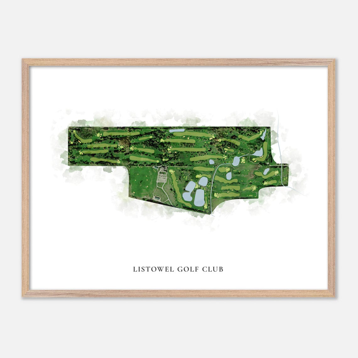 Listowel Golf Club Classic Watercolor Golf Course Layout Poster