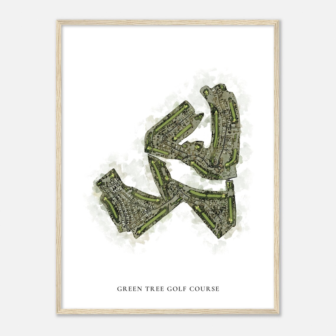 Green Tree Golf Course California Classic Watercolor Map Golfer Gift Golf Wall Art Golf Poster Print Course Layout - Image 2