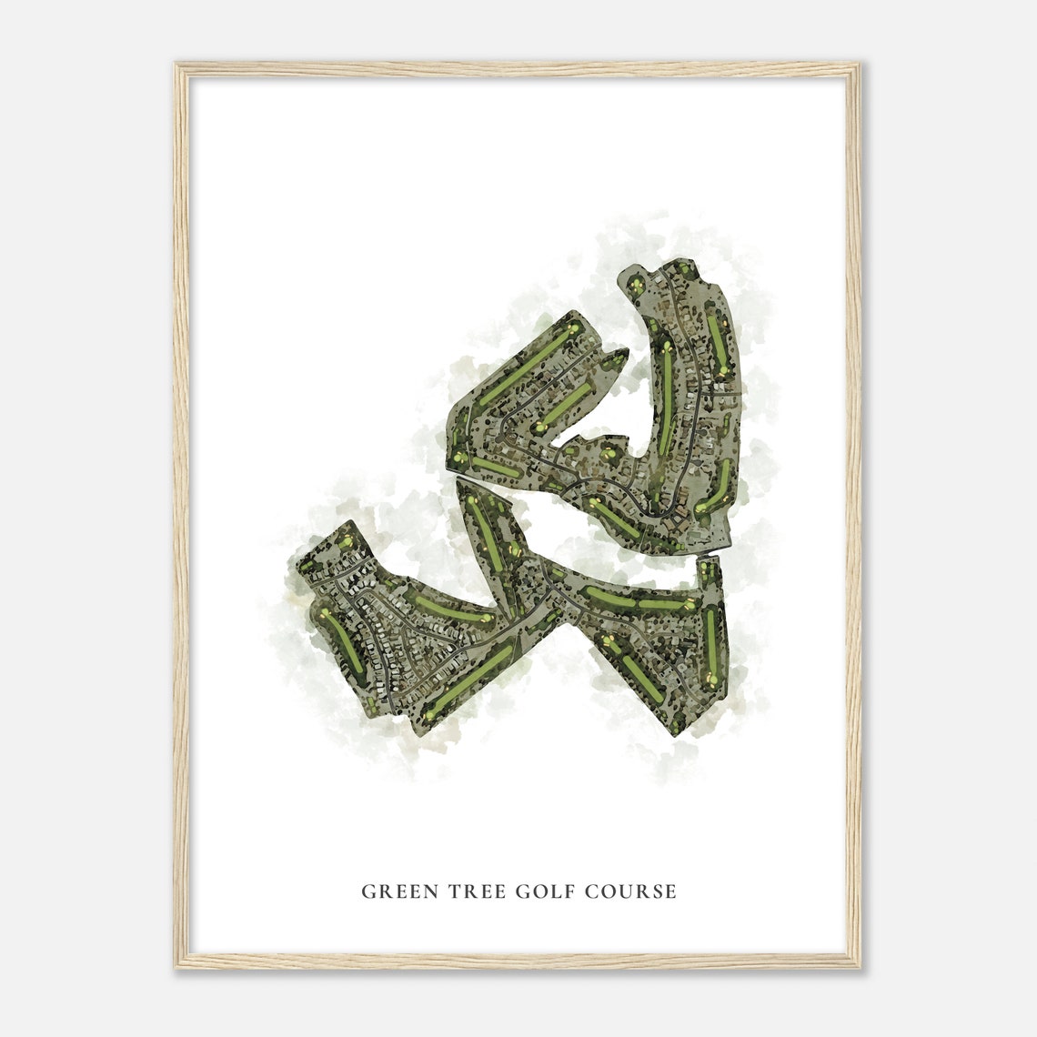 Green Tree Golf Course Classic Aerial Watercolor Fairway Map Poster - Image 2
