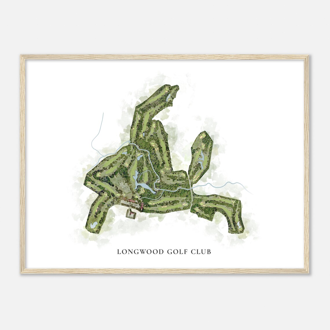 Longwood Golf Club Classic Aerial Watercolor Course Map Poster - Image 2