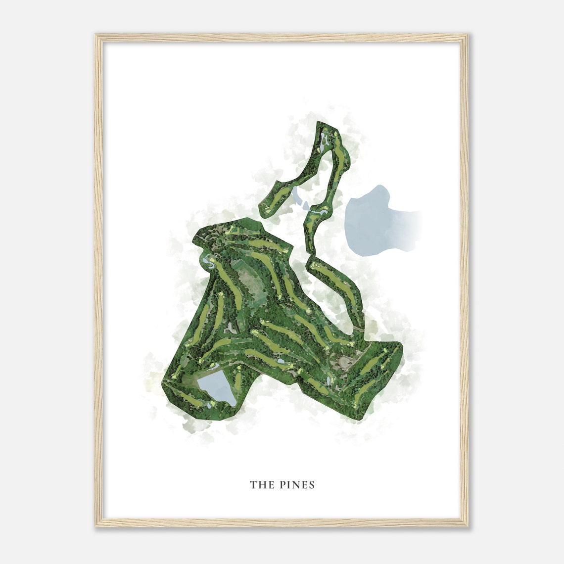 The Pines Minnesota Classic Watercolor Map Golfer Gift Golf Wall Art Golf Poster Print Course Layout