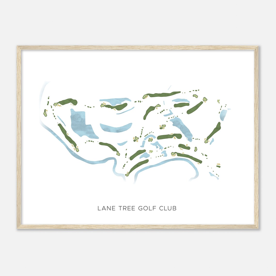 Lane Tree Golf Club North Carolina Modern Watercolor Course Map Poster - Image 2