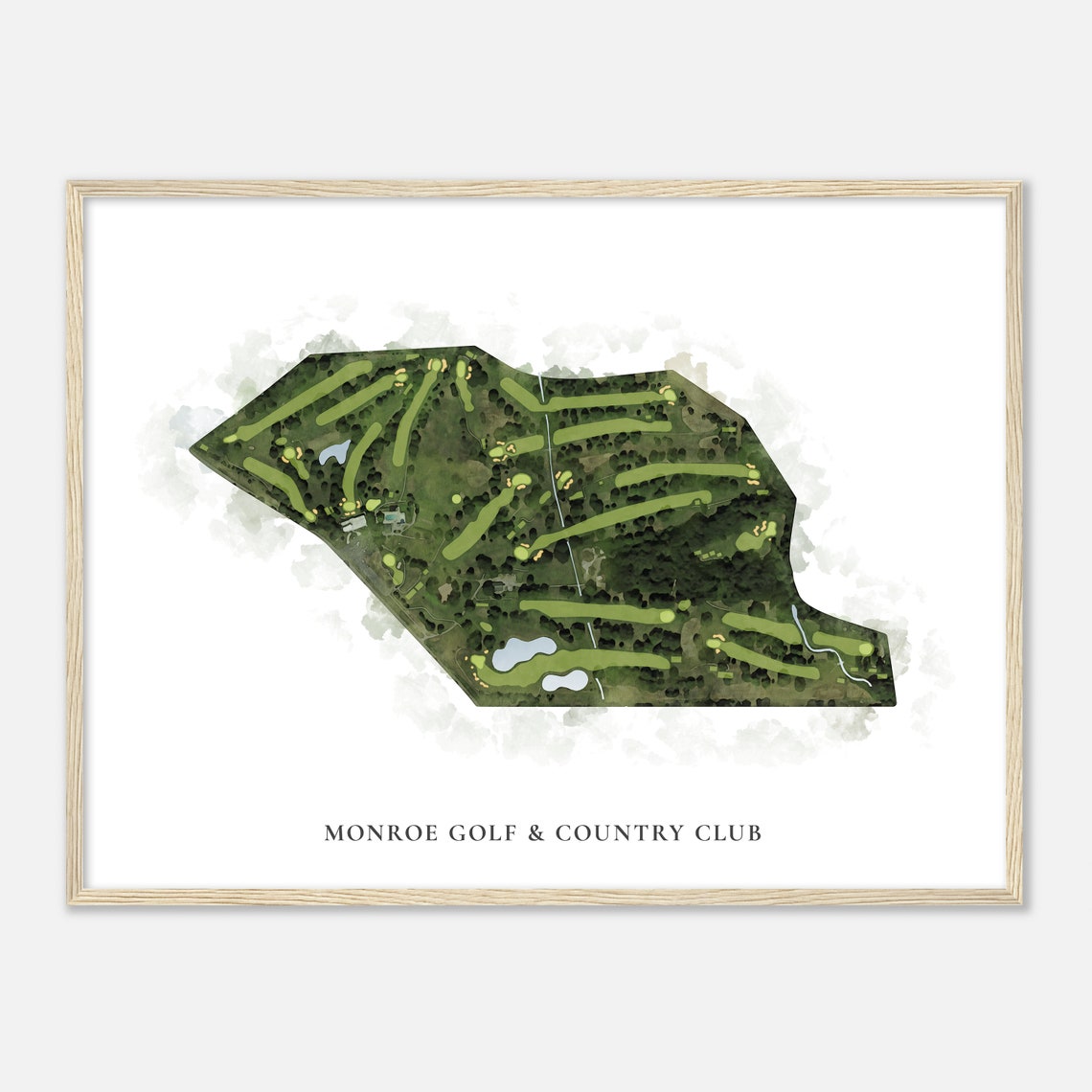 Monroe Golf Country Club Michigan Classic Watercolor Map Poster - Image 2
