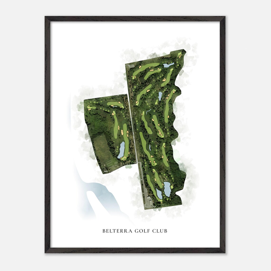 Belterra Golf Club Indiana Classic Watercolor Course Map Poster - Image 3