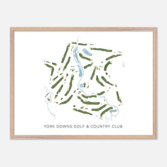 York Downs Golf Country Club In Canada Modern Watercolor Map Golfer Gift Golf Wall Art Golf Poster Print Course Layout
